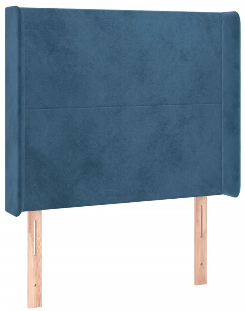 sötétkék bársony LED-es fejtámla 93x16x118/128 cm
