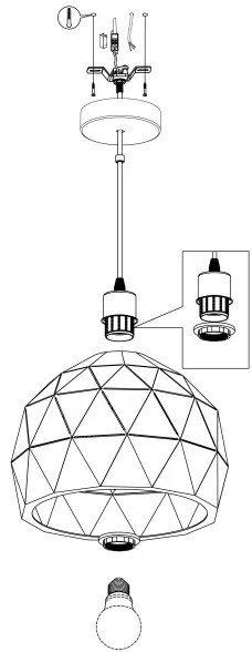 Eglo 97854 - Csillár zsinóron ROCCAFORTE 1xE27/60W/230V