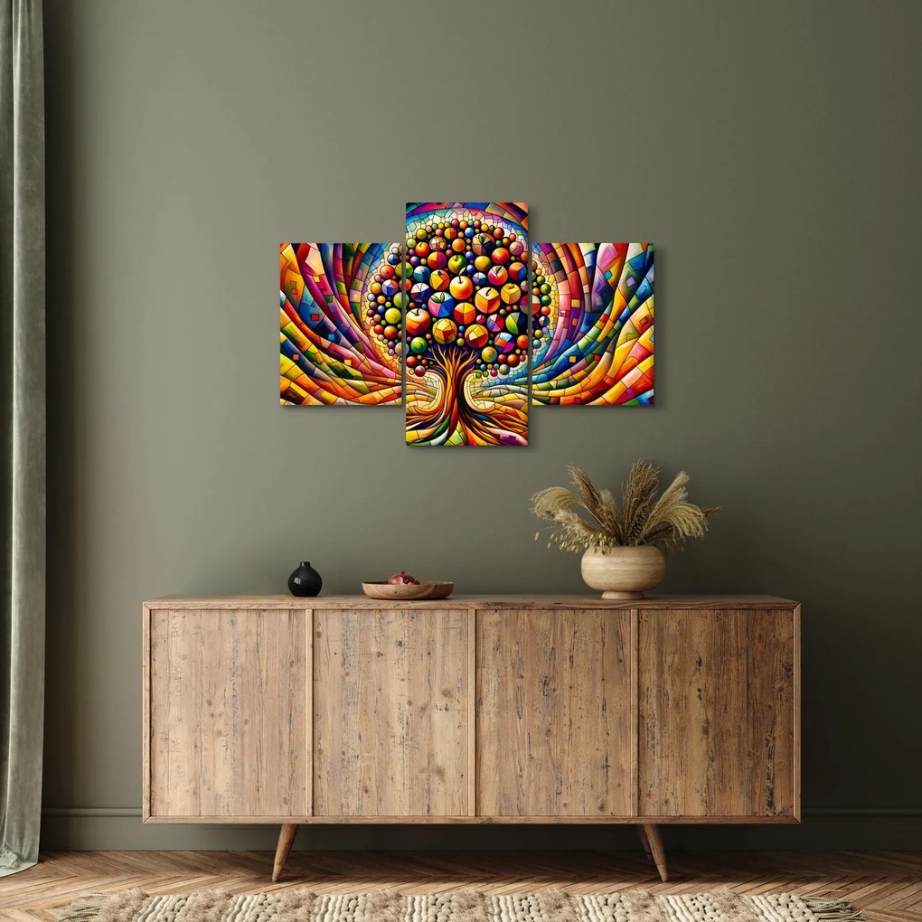 Kép – Színes fa almákkal (90x60 cm)