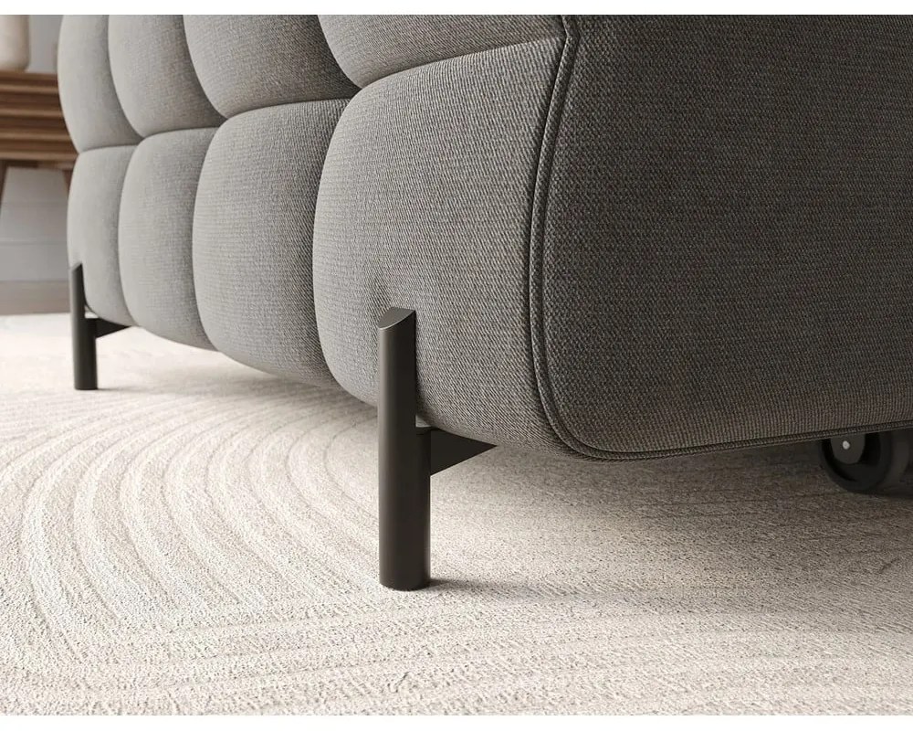 Szürkésbarna bársony kinyitható-tárolóhelyes sarokkanapé (bal oldali-heverő résszel) Felro – ELTAP