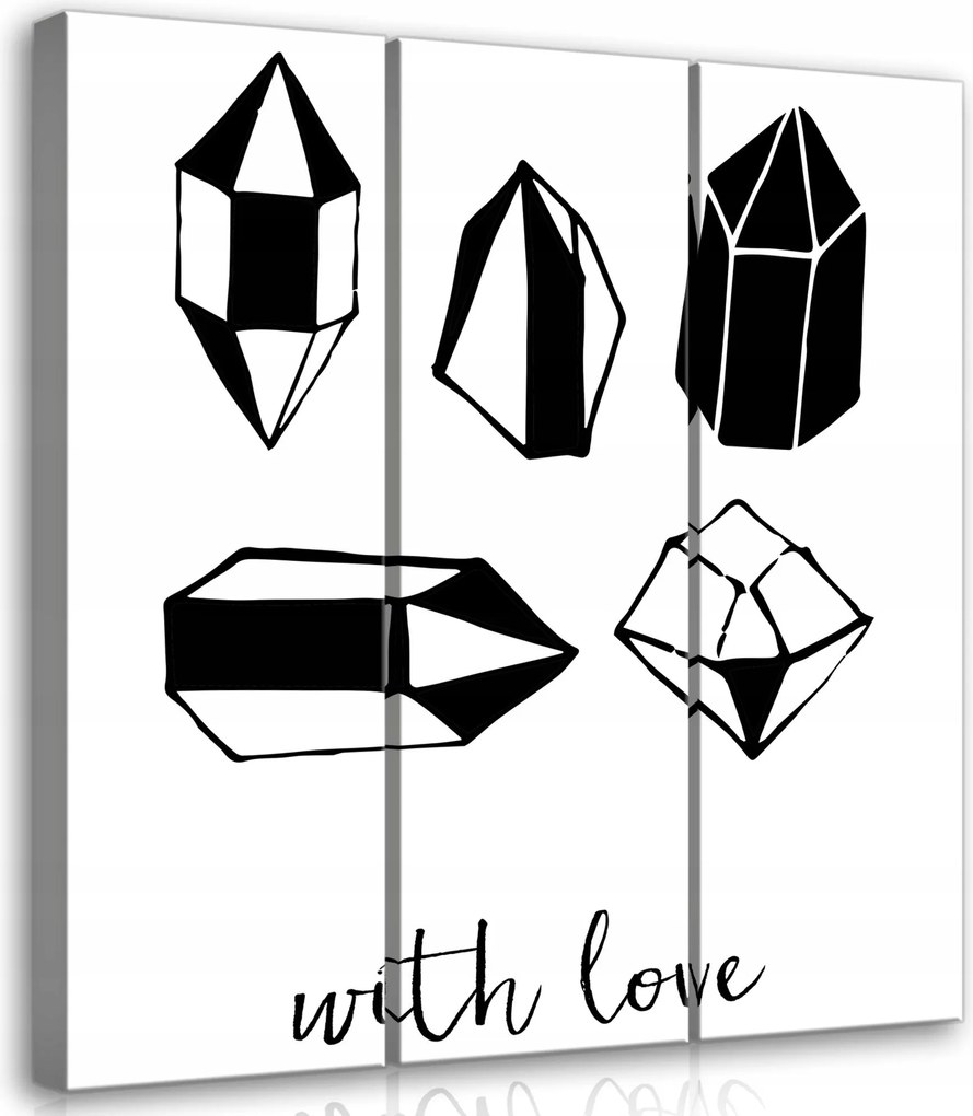 Vászonkép 90x100 Kristályok ásványok geometria minimalizmus fekete fehér szerelem