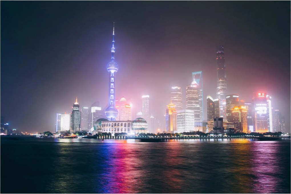 Éjszakai Shanghai képe (90x60 cm)