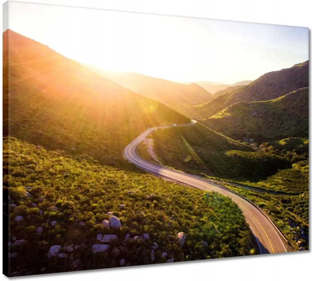 Vászonkép 50x40 Út Erdő Hegyek