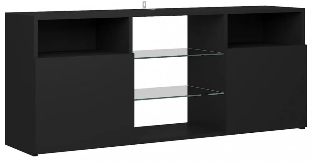 fekete TV-szekrény LED-lámpákkal 120 x 30 x 50 cm