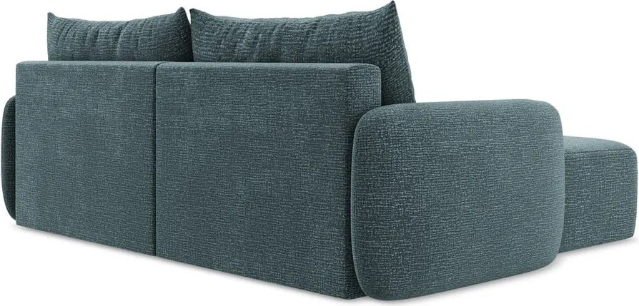 Türkiz kinyitható-tárolóhelyes sarokkanapé (bal oldali) Kalena – Makamii