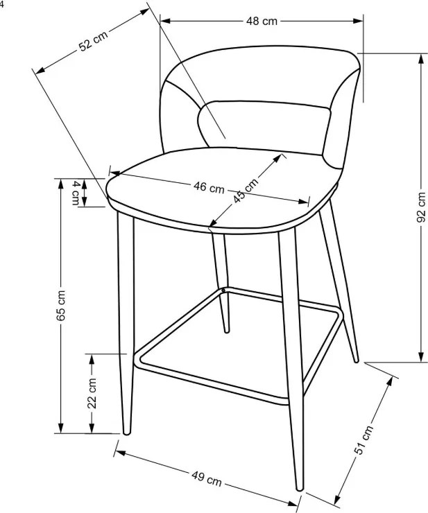 H-114 bárszék bézs/dió