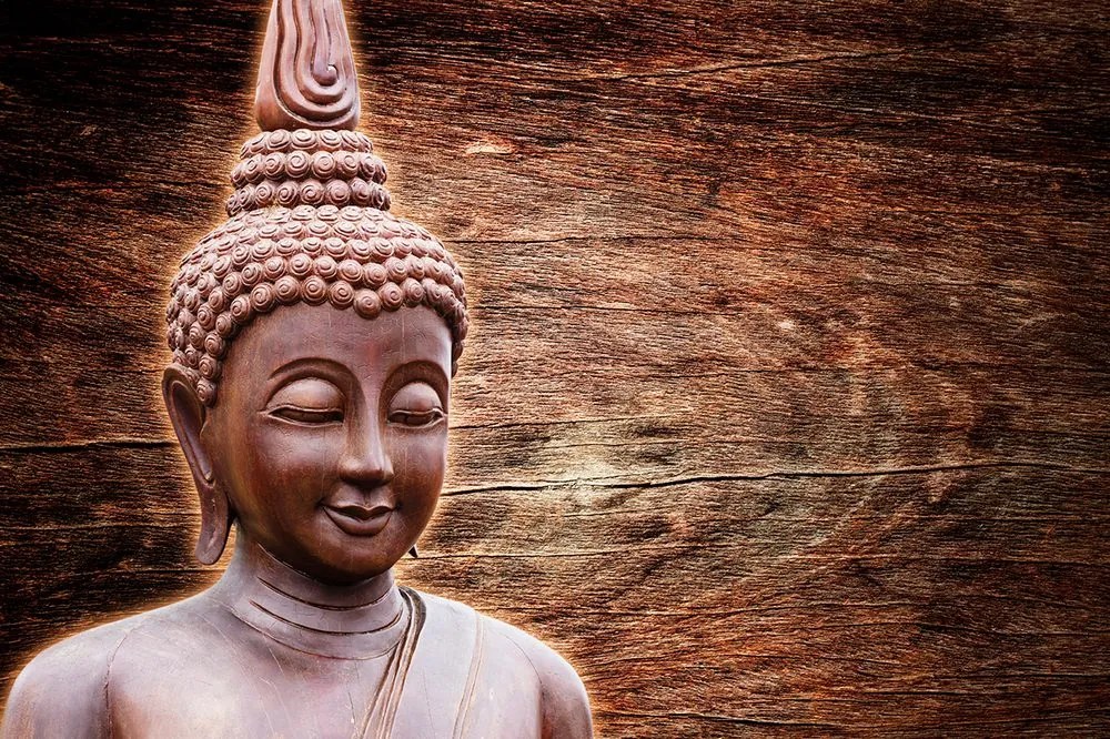 Öntapadó fotótapéta Buddha szobor fa háttéren