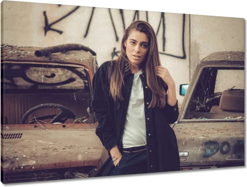 Vászonkép 90x60 Matuka Régi autók Csaj