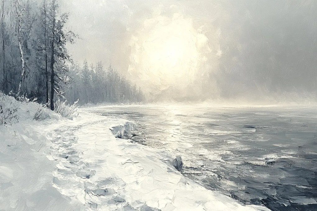 Vászonkép Canvas Tájkép Tengerpart Tél Hó Fagy 60x40