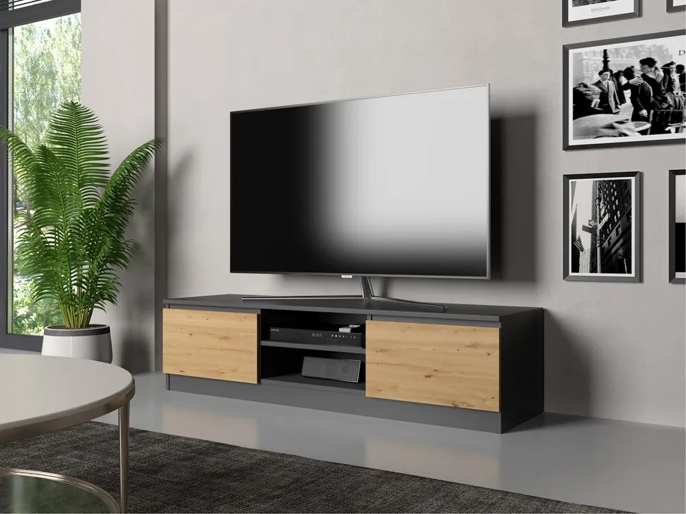 Riano MIX RTV140 TV állvány, 140x36x40 cm, antracit-tölgy