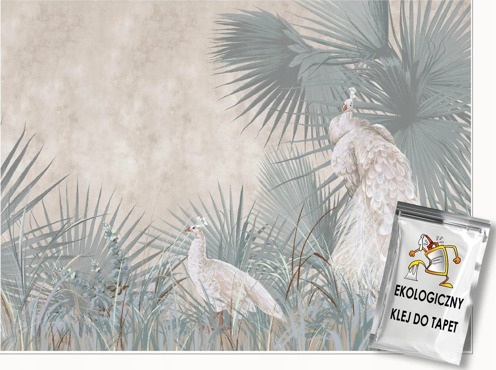 Fotótapéta Páva Levelek A Betonon Madarak A Nappali Hálószobájába Tapéta 250x175