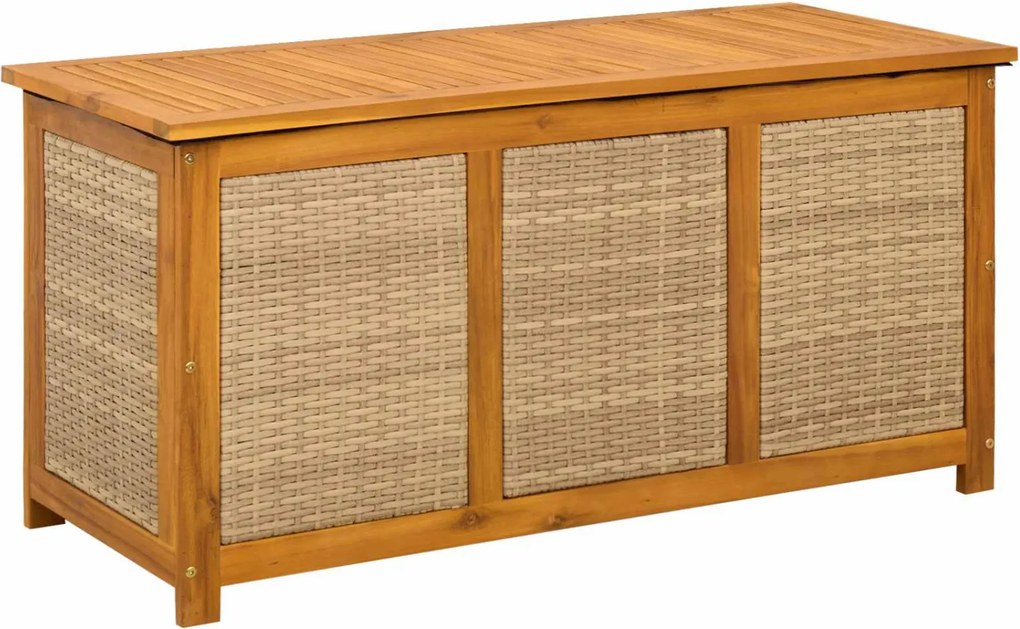 vidaXL Kerti Tároló Doboz 185 L Tömör Akácfa 113 x 50 x 56 cm Bézs