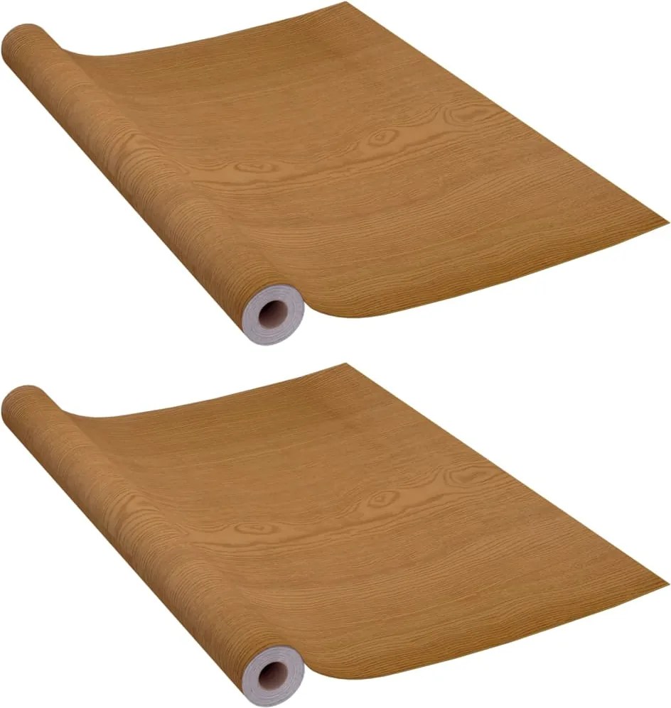vidaXL 2 db világos tölgyszínű öntapadó PVC ajtófólia 210 x 90 cm