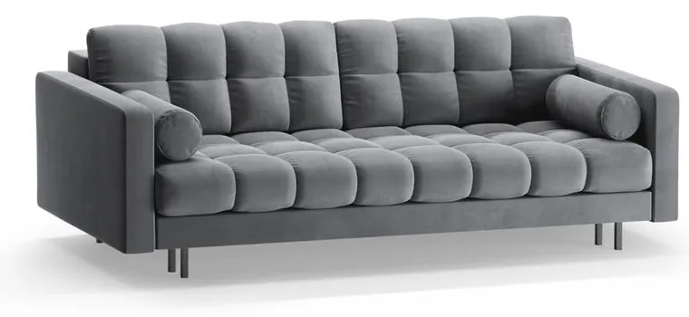 Világosszürke bársony kinyitható tárolóhelyes kanapé 222 cm Bali – Cosmopolitan Design