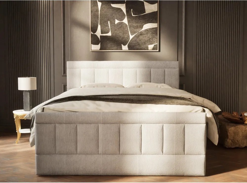 Szürke ágyneműtartós boxspring ágy 160x200 cm Caya – Maison de Rêve