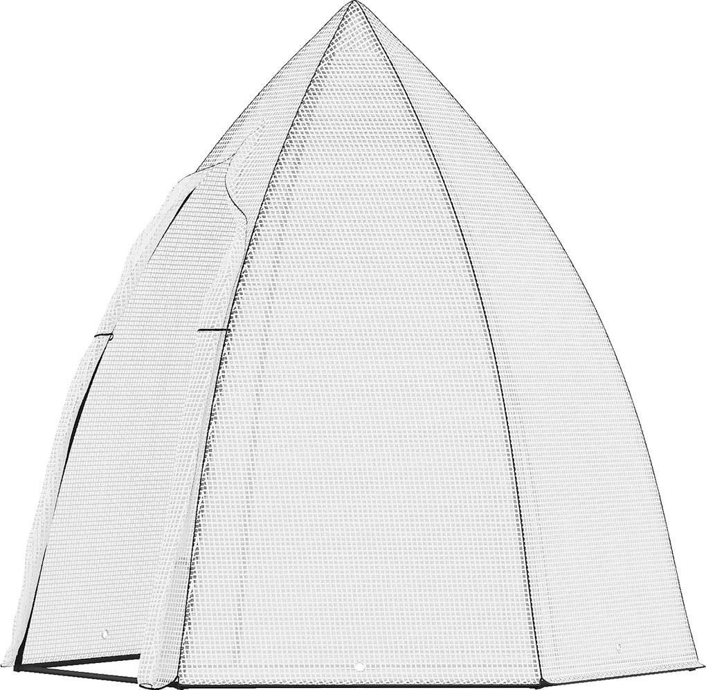 Outsunny Mini Üvegház Téli Védő sátor Növényeknek Felhúzható Ajtóval Kert Terasz Téli Védelem Fehér 160 x 140 x 180 cm | Aosom