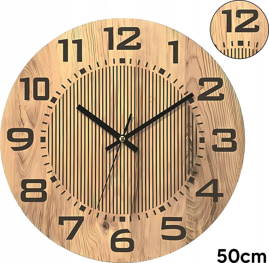 Falióra 50 CM "vertical Lines" Tölgy Dragon Interiors Fa Nagy Számok