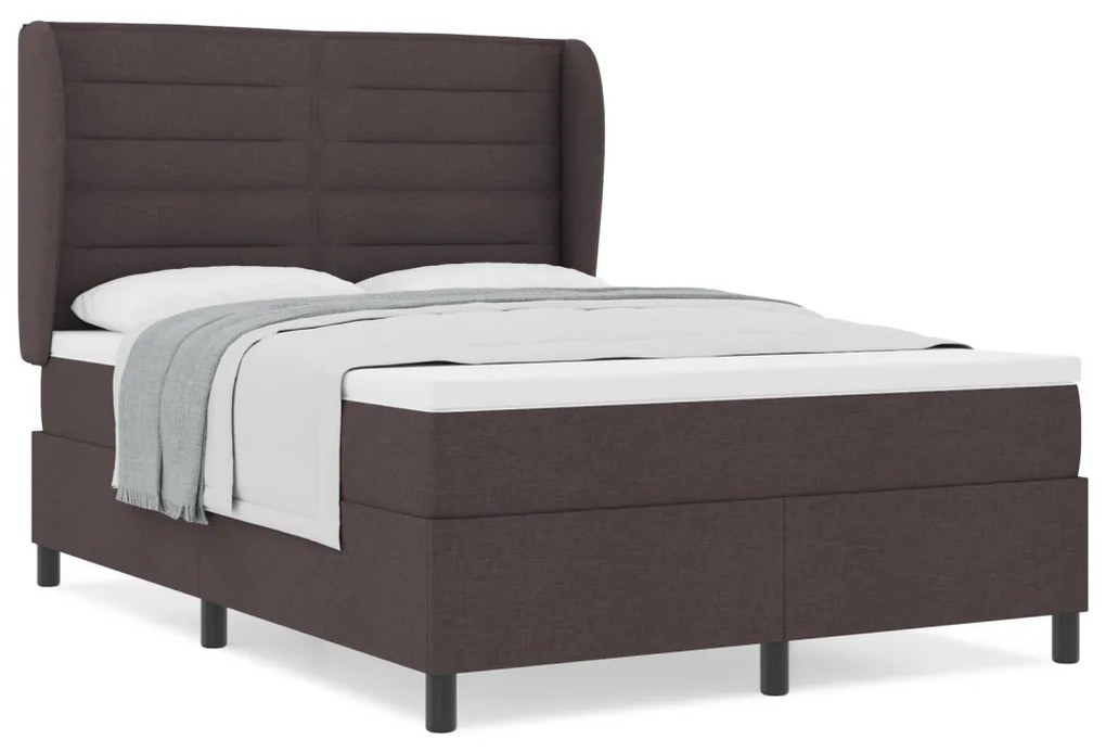 Boxspring Ágy Mattal Sötétbarna 140x190 cm Szövet