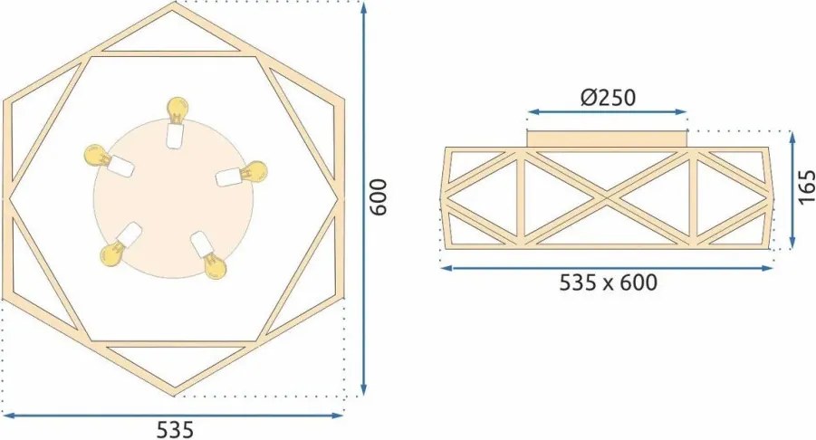 MORETTI MO9048 DIAMOND Arany Színű Mennyezeti Lámpa 5xE27 60W IP20
