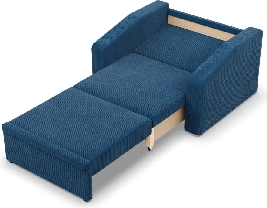 Vertico fekvőfotel, 80 cm széles, kordbársony, kék