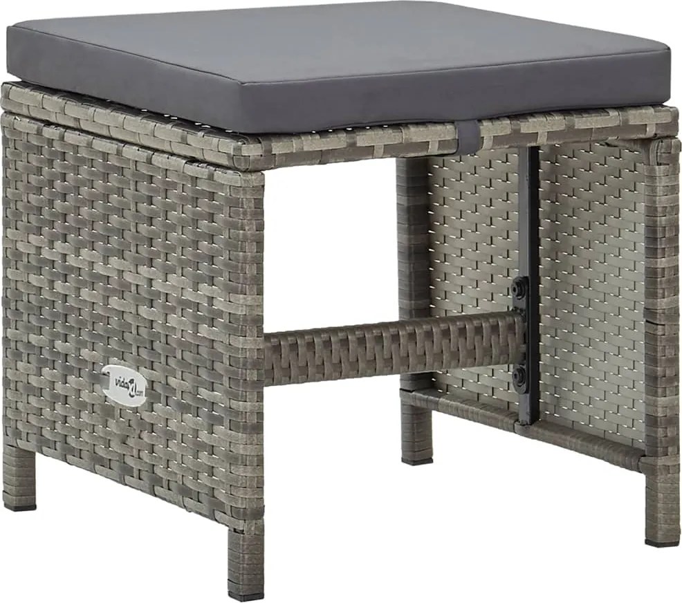 vidaXL 4 db szürke polyrattan kerti ülőke párnákkal