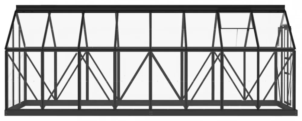 antracitszürke üveg és alumínium melegház 155 x 395,5 x 191 cm
