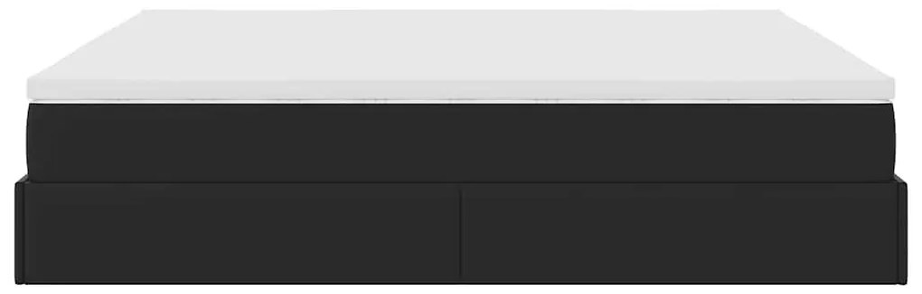 Ottomán ágykeret matracokkal Fekete 200x200cm műbőr