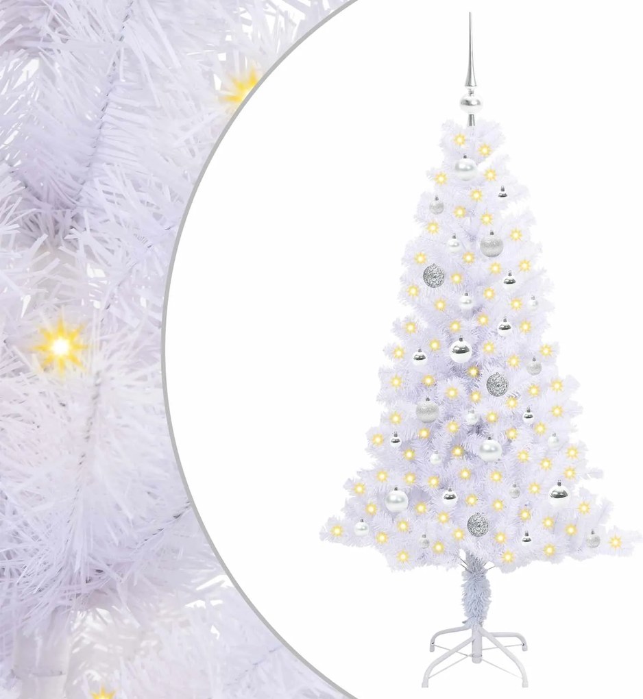 vidaXL Mű karácsonyfa 150 LED-del állvánnyal Fehér 150 cm PVC és Acél