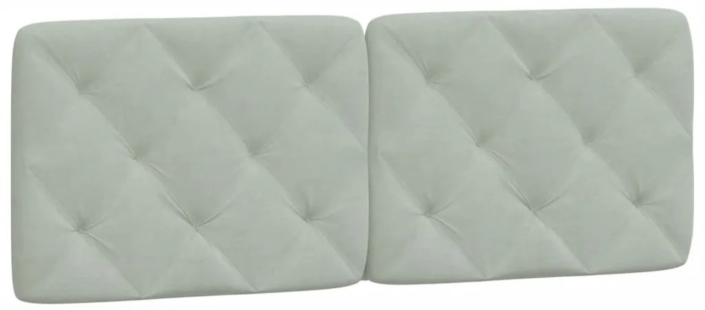 világosszürke bársony fejtámla párna 120 cm