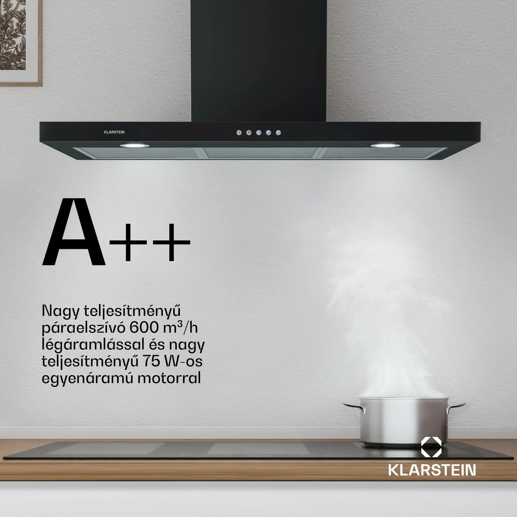 Klarstein Limelight 90, páraelszívó, 90 cm, fali páraelszívó, 600 m³/ó
