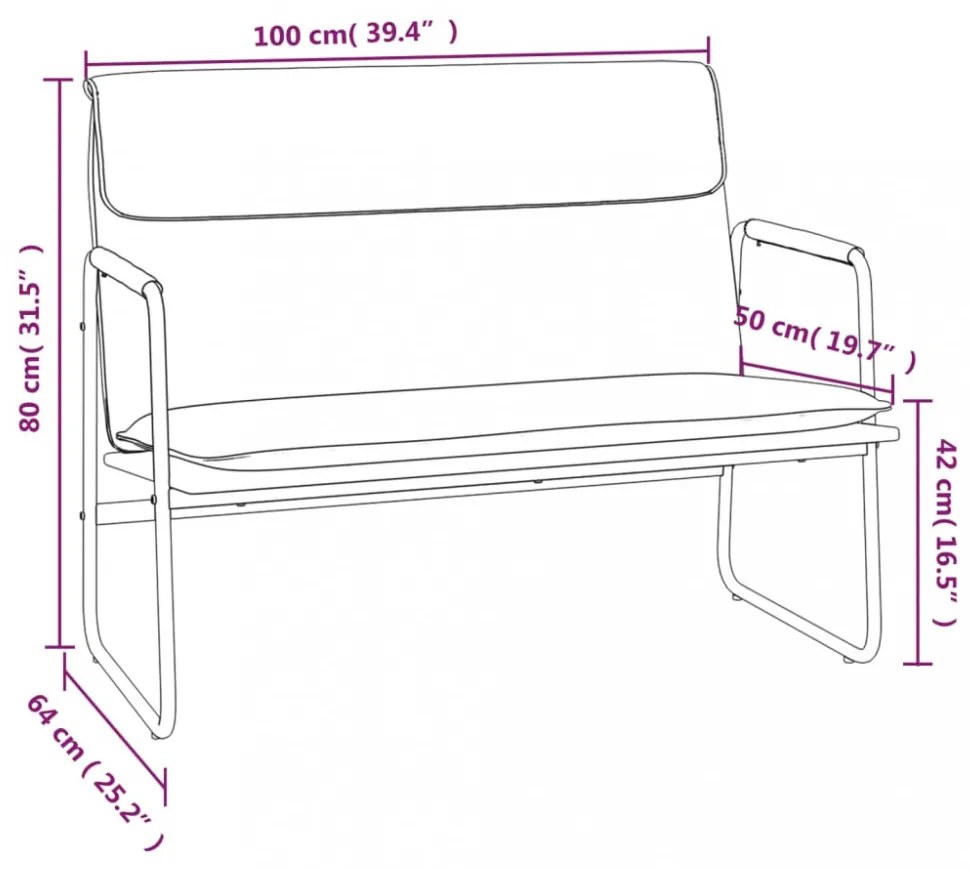 vidaXL fekete szövet pad 100 x 64 x 80 cm