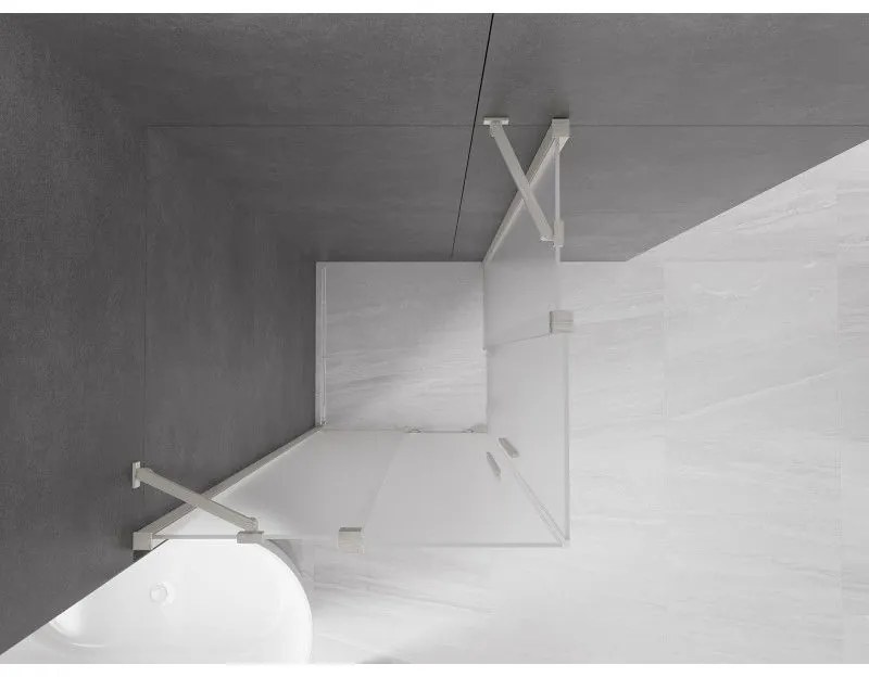 Mexen Velar Duo, zuhanykabin tolóajtóval 80 x 80 cm, 8 mm-es mattüveg, csiszolt acél, 871-080-080-32-97