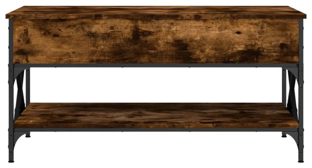 Füstös tölgy szerelt fa és fém dohányzóasztal 100 x 50 x 50 cm