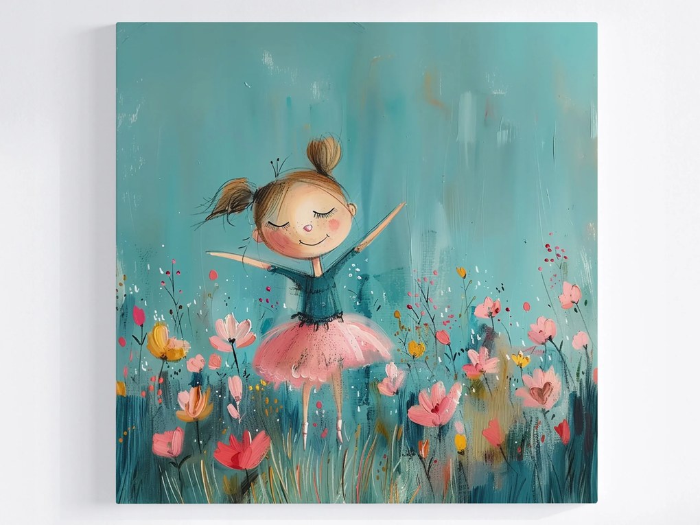 Canvas Vászonkép Gyerek Lány Öröm Virágok Tavasz 80x80
