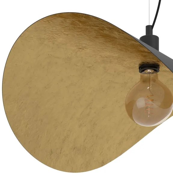 Eglo 390429 - Csillár zsinóron SACEDA 1xE27/40W/230V 80 cm fekete/arany