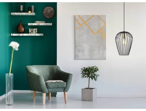 Klausen 111013 - Csillár zsinóron BLANCHE 1xE27/11W/230V fekete