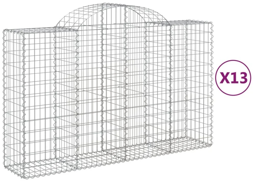 13 db íves horganyzott vas gabion kosár 200x50x120/140 cm
