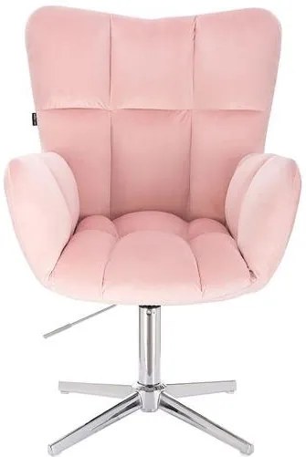 HR650CROSS Púderrózsaszín modern velúr szék krómozott lábbal
