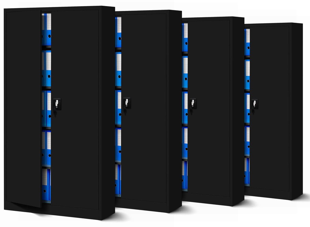 Set 4x fém iratszekrény JAN H, 900 x 1950 x 400 mm, fekete