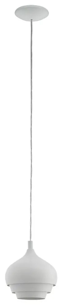 Eglo 97212 - Csillár zsinóron CAMBORNE 1xE27/60W/230V fehér Ipari izzó 190 mm