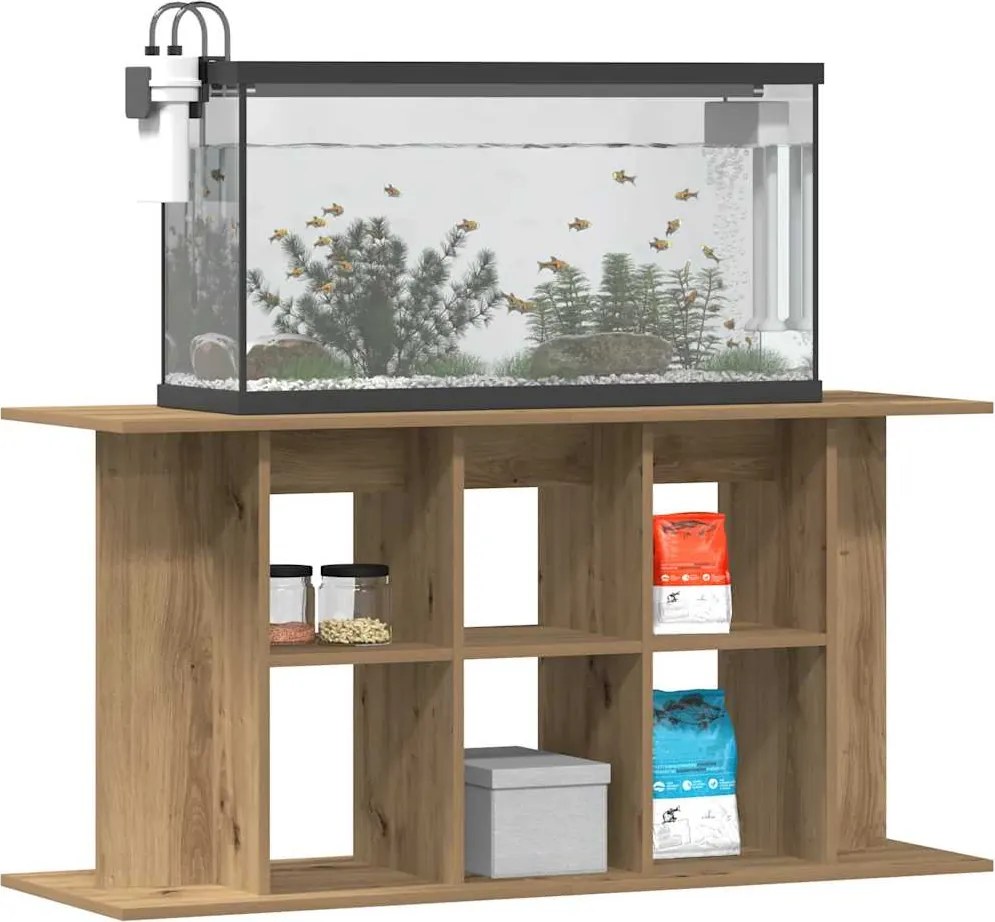 vidaXL kézműves tölgyfa akváriumállvány 120 x 40 x 60 cm rétegelt fából