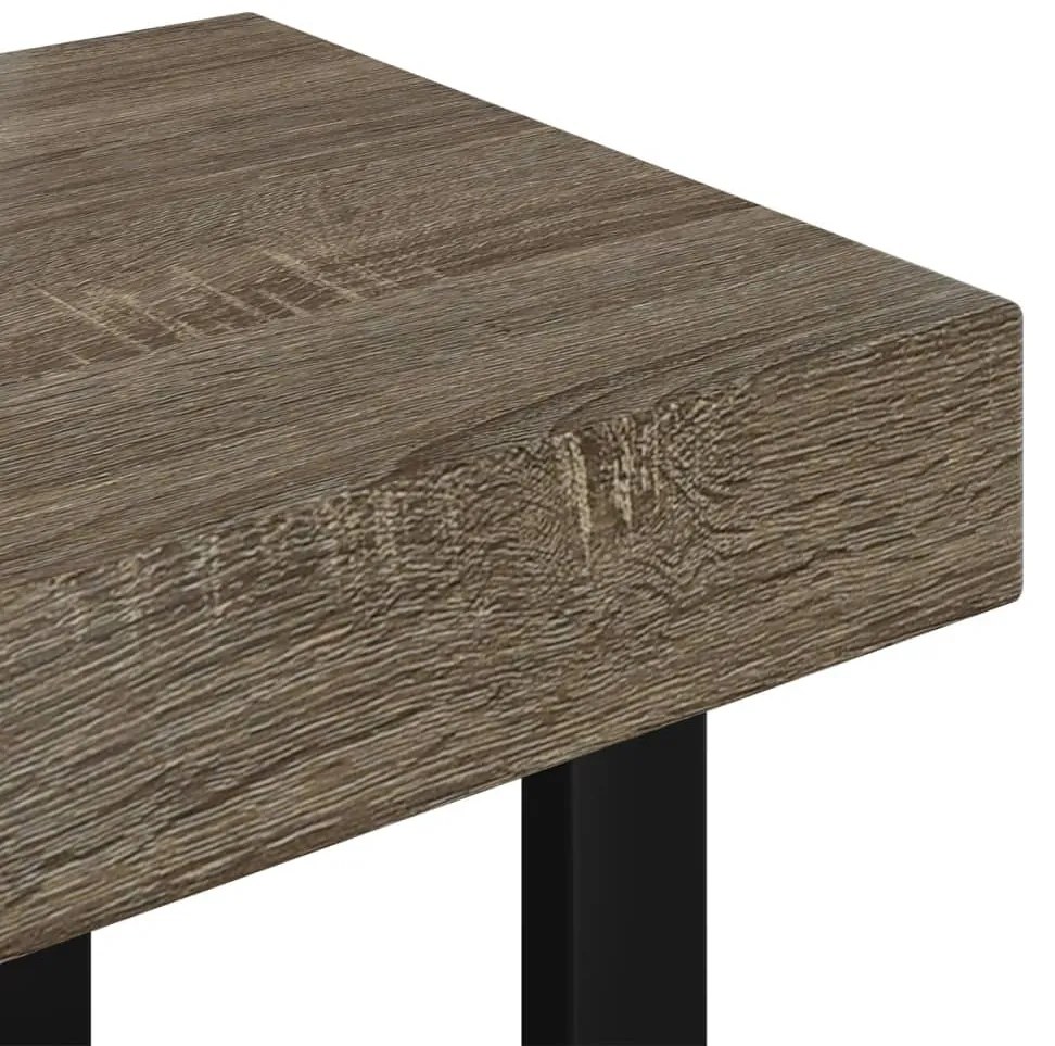 Szürke és fekete MDF és vas dohányzóasztal 90x45x40 cm