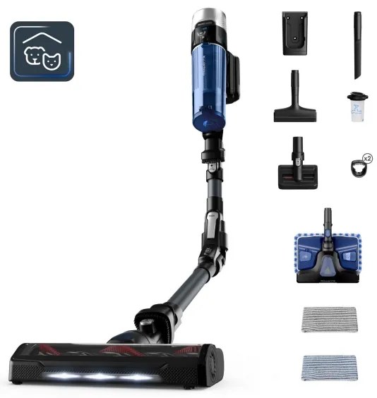 Rowenta - Botporszívó X-FORCE FLEX ANIMAL AQUA AUTO 4in1 250W/230V fekete/kék