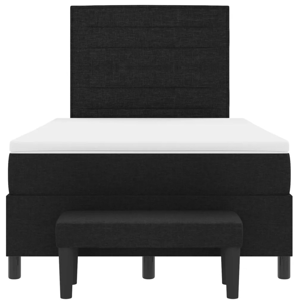 Boxspring Ágy Matraccal és Padlóval Fekete 120x200 cm Szövet