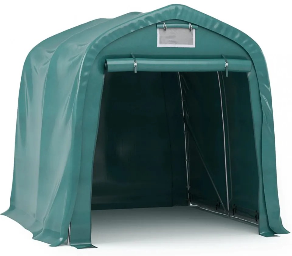 zöld PVC sátorgarázs 2,4 x 2,4 m