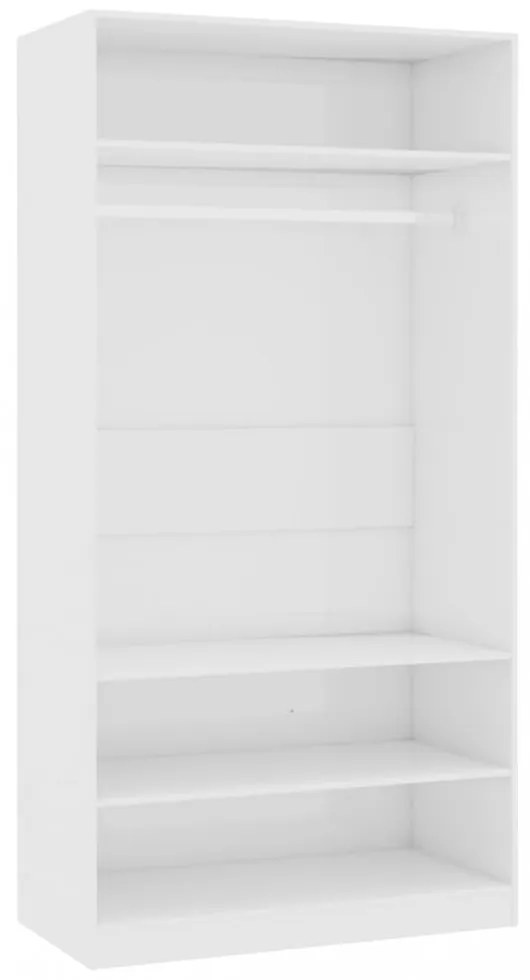 magasfényű fehér szerelt fa ruhásszekrény 100 x 50 x 200 cm