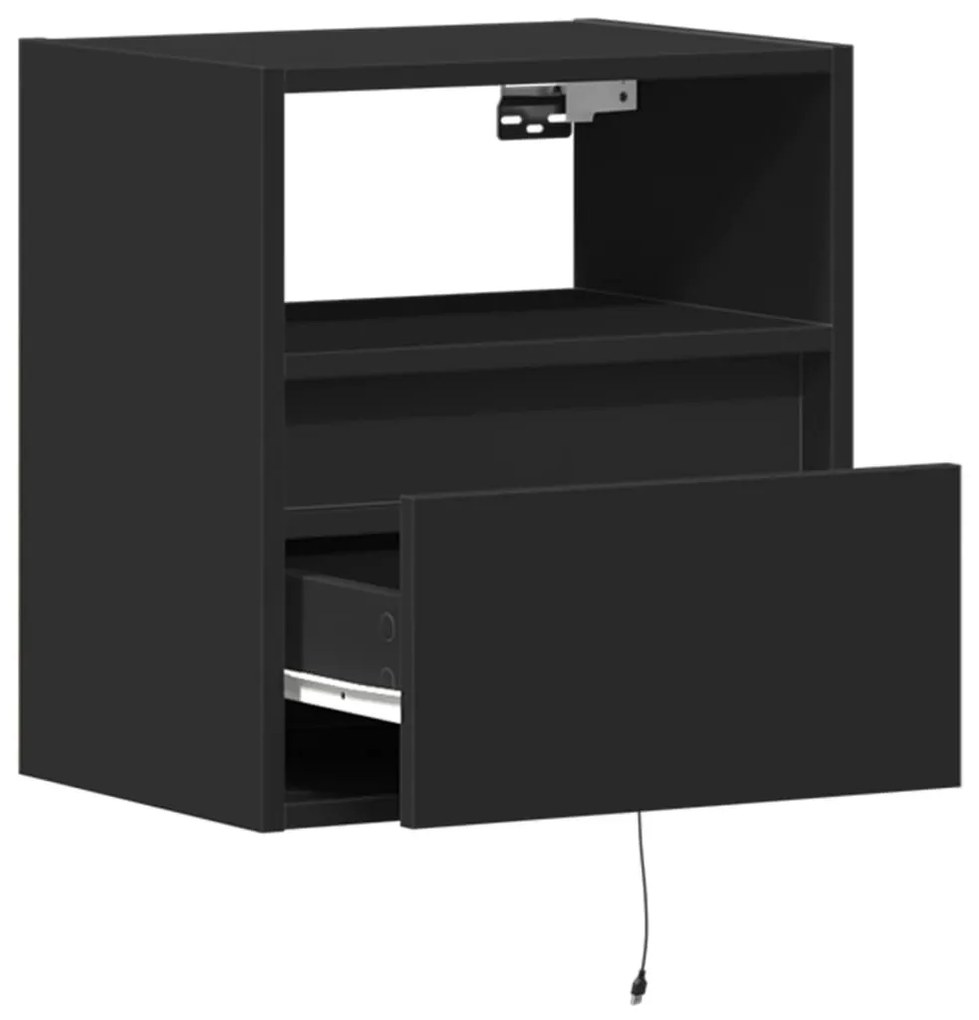 fekete fali TV-szekrény LED-világítással 41x31x45 cm