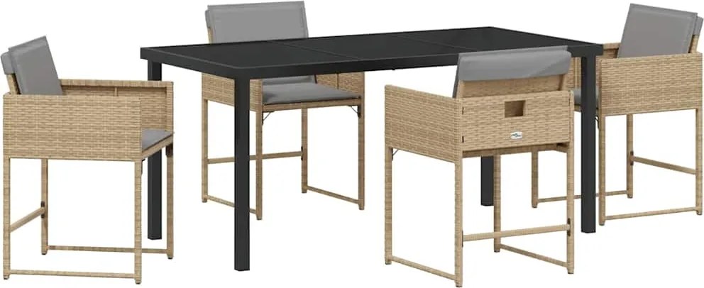 vidaXL Kert étkező szett 5 pcs Bézs polirattan
