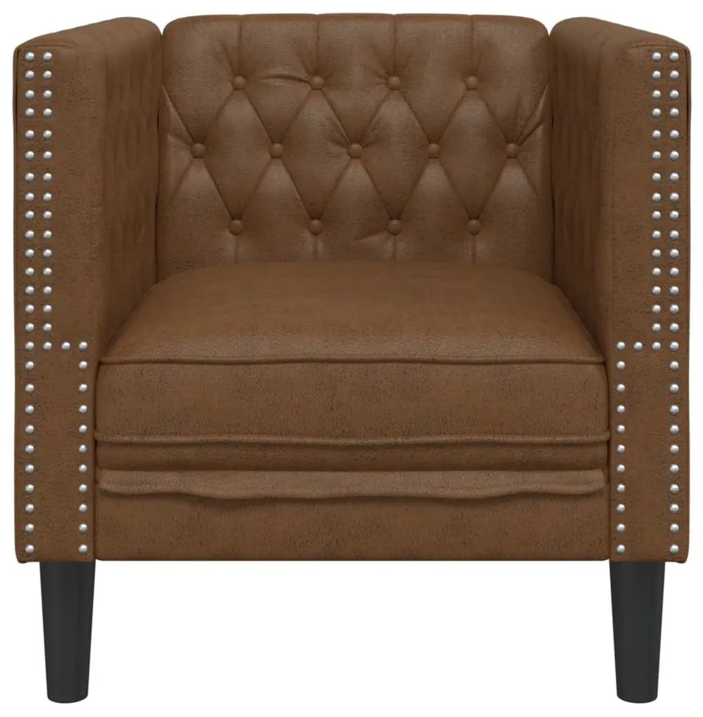 barna művelúr Chesterfield kanapéfotel