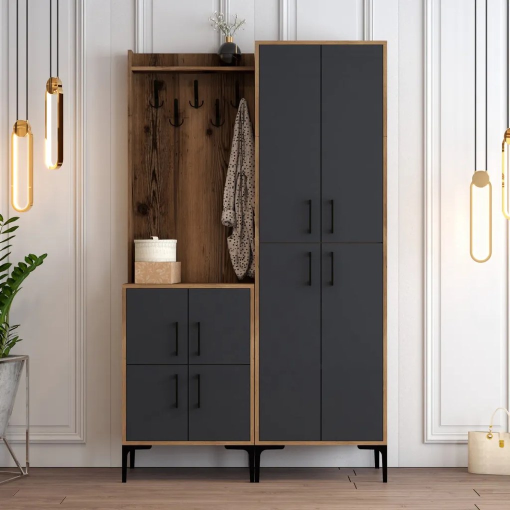 Berlin előszobafal, dió-antracit, 120 cm – TR845HCT4201